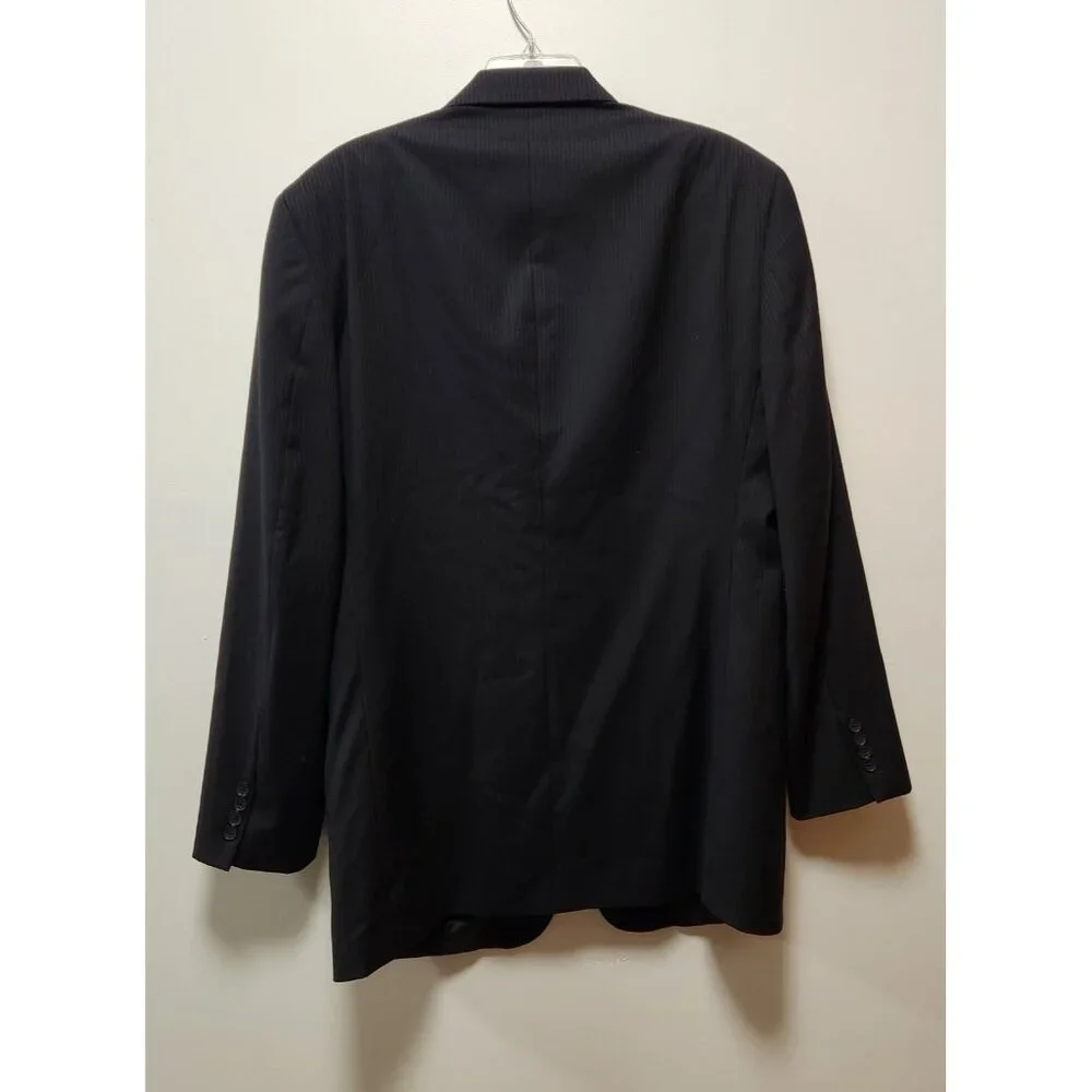 Alfani Blazer Suit Jacket 100%‎ Wool Black Pin Stripe Mens 42 Long 3 Button EUC